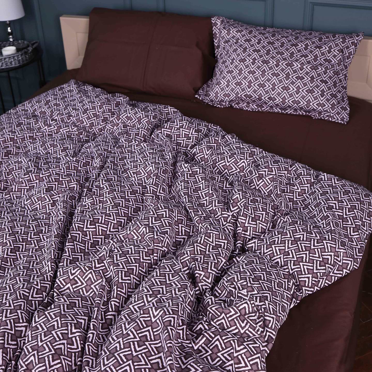 Комплект постельного белья MirSon 22-1385 Brown Geometry 220х240 (2200010472691)